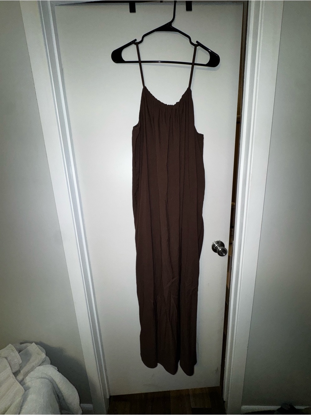 Brown Spaghetti-Strap Maxi Dress